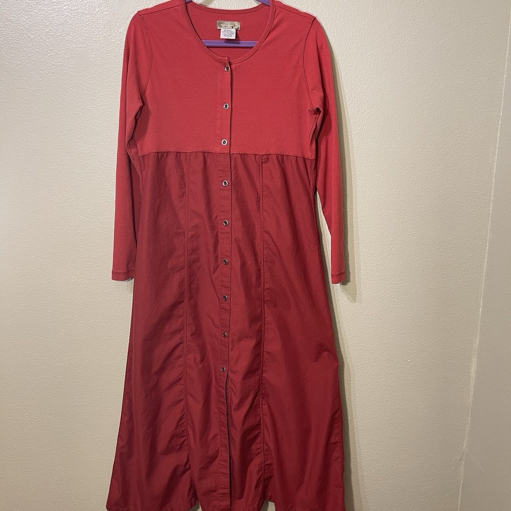 The Territory Ahead‎ Red Henley Maxi Dress Button Up Y2K Cottagecore Farm Size M